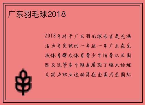 广东羽毛球2018