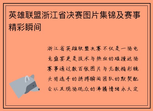 英雄联盟浙江省决赛图片集锦及赛事精彩瞬间
